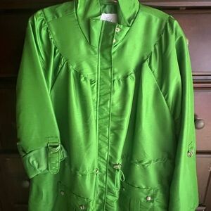 Jaclyn Smith Vibrant Kelly Green Windbreaker Jacket – Size XL